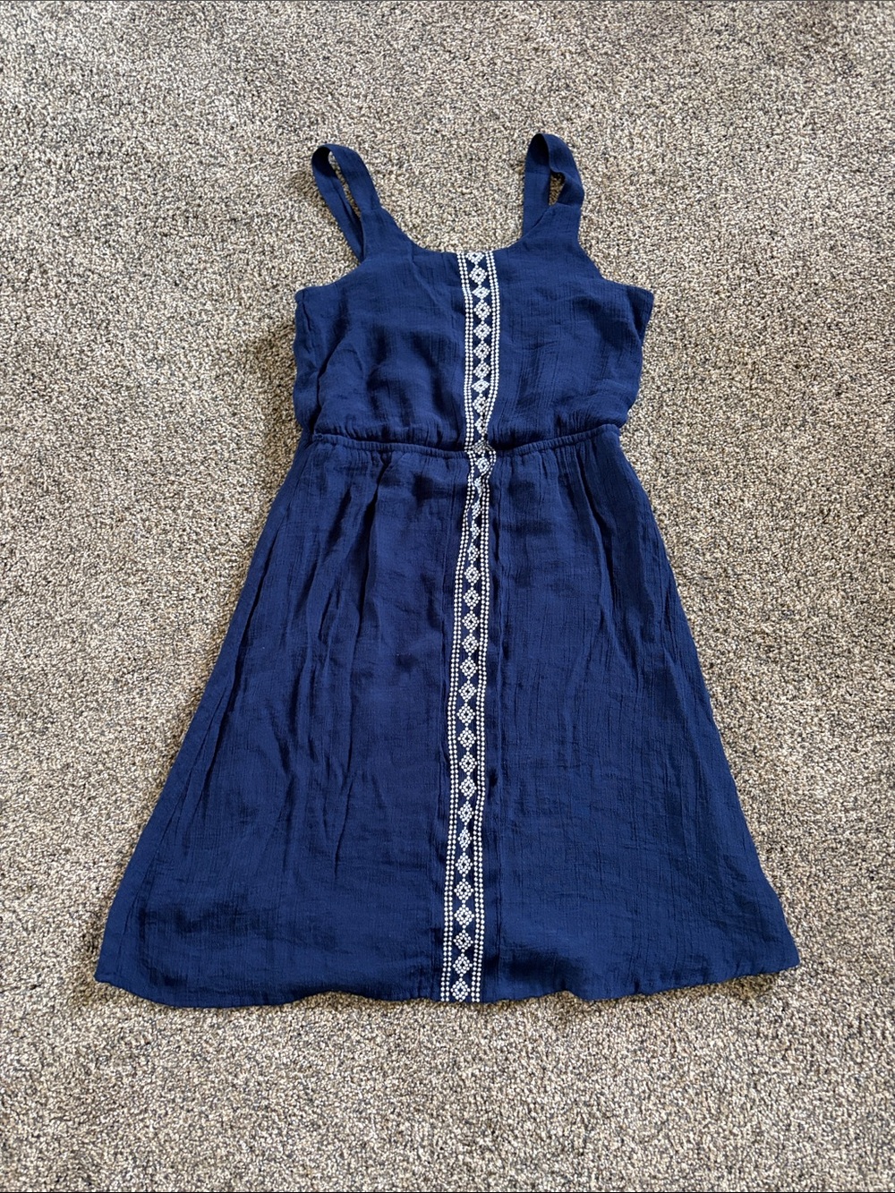 Girls Navy Embroidered Sundress Fully Lined Size 10